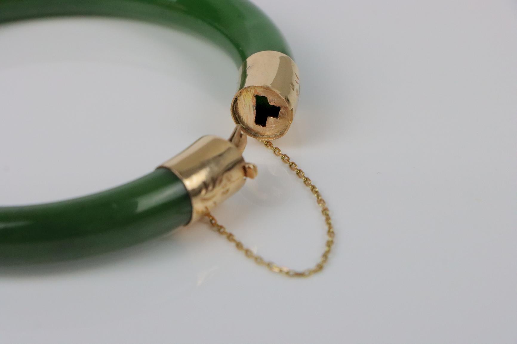 Vintage 14K Gold & Spinach Jade Bangle