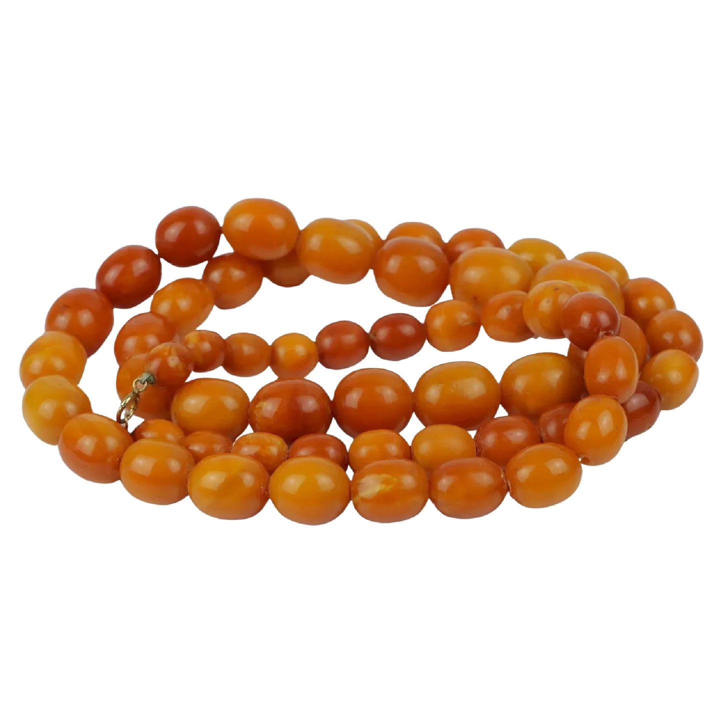 Antique 14K Gold Beeswax Amber Bead Necklace