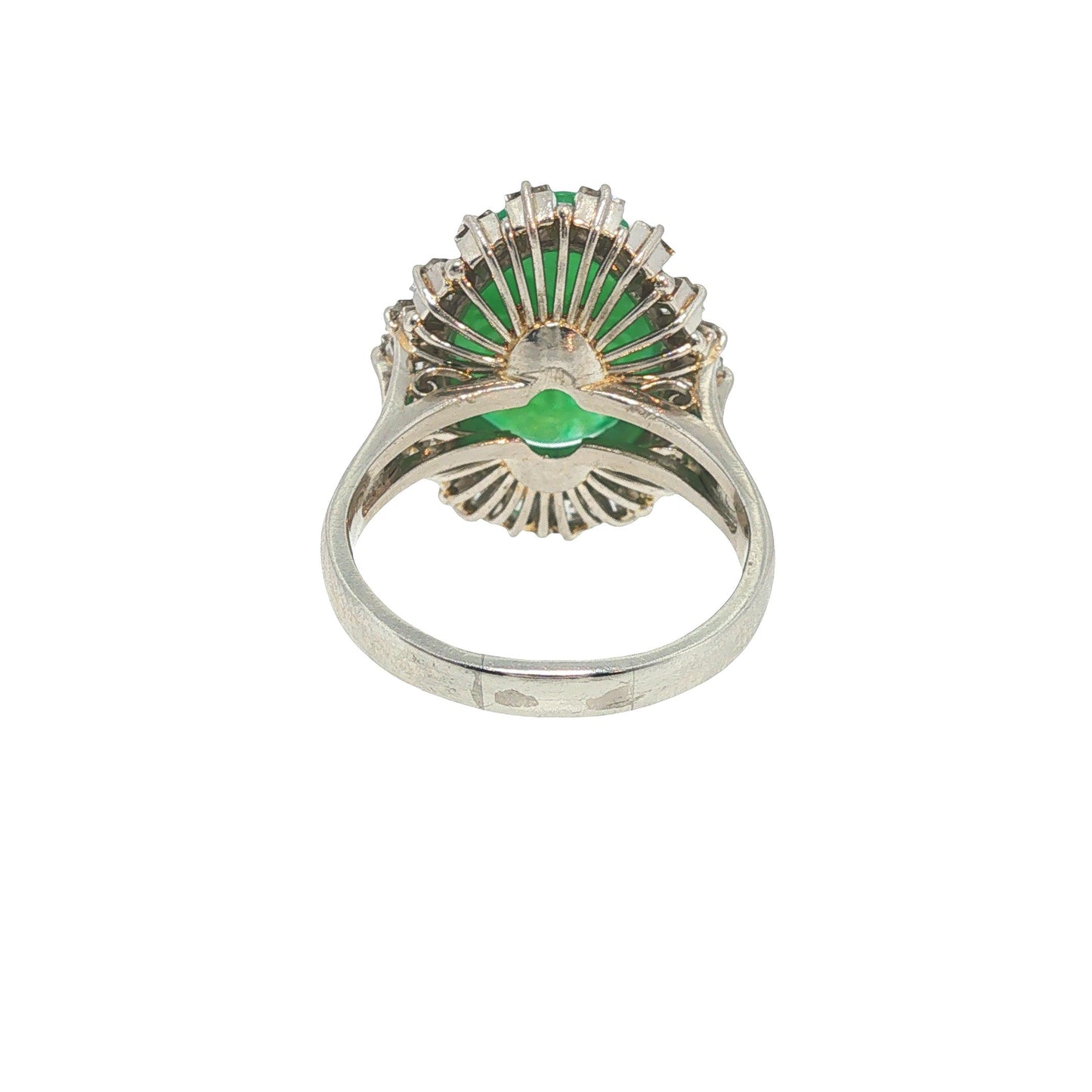 GIA Certified Platinum Jadeite Jade and Diamond Ring