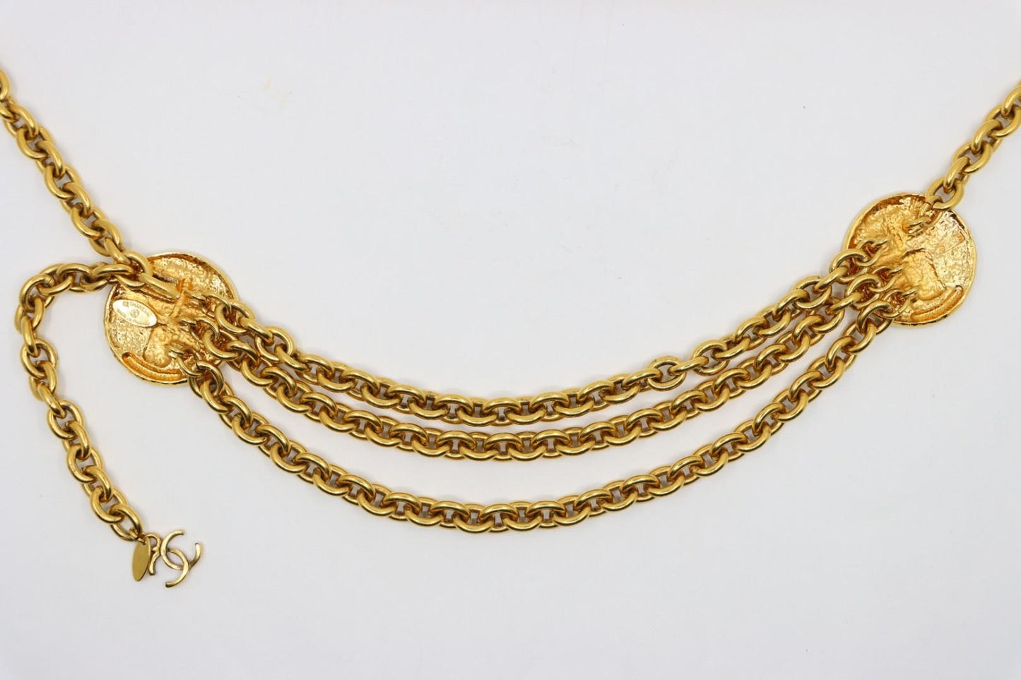 Vintage Chanel Gold Tone Medal Chain Belt