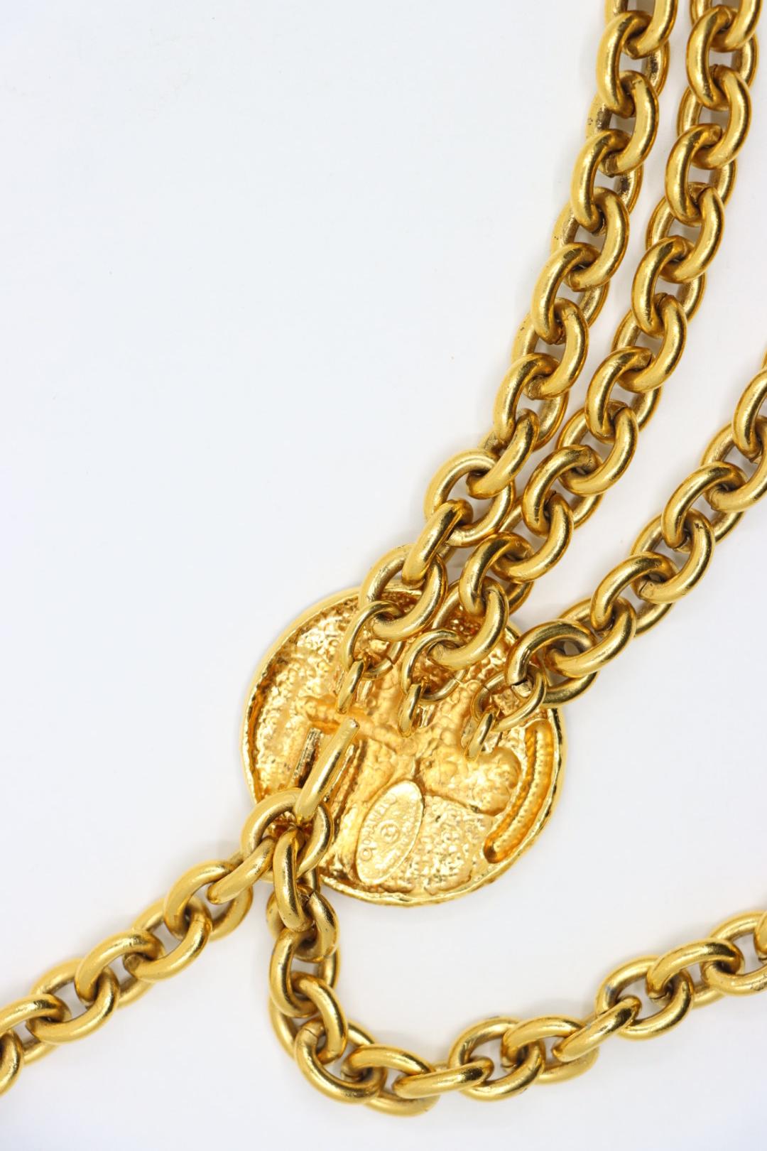 Vintage Chanel Gold Tone Medal Chain Belt