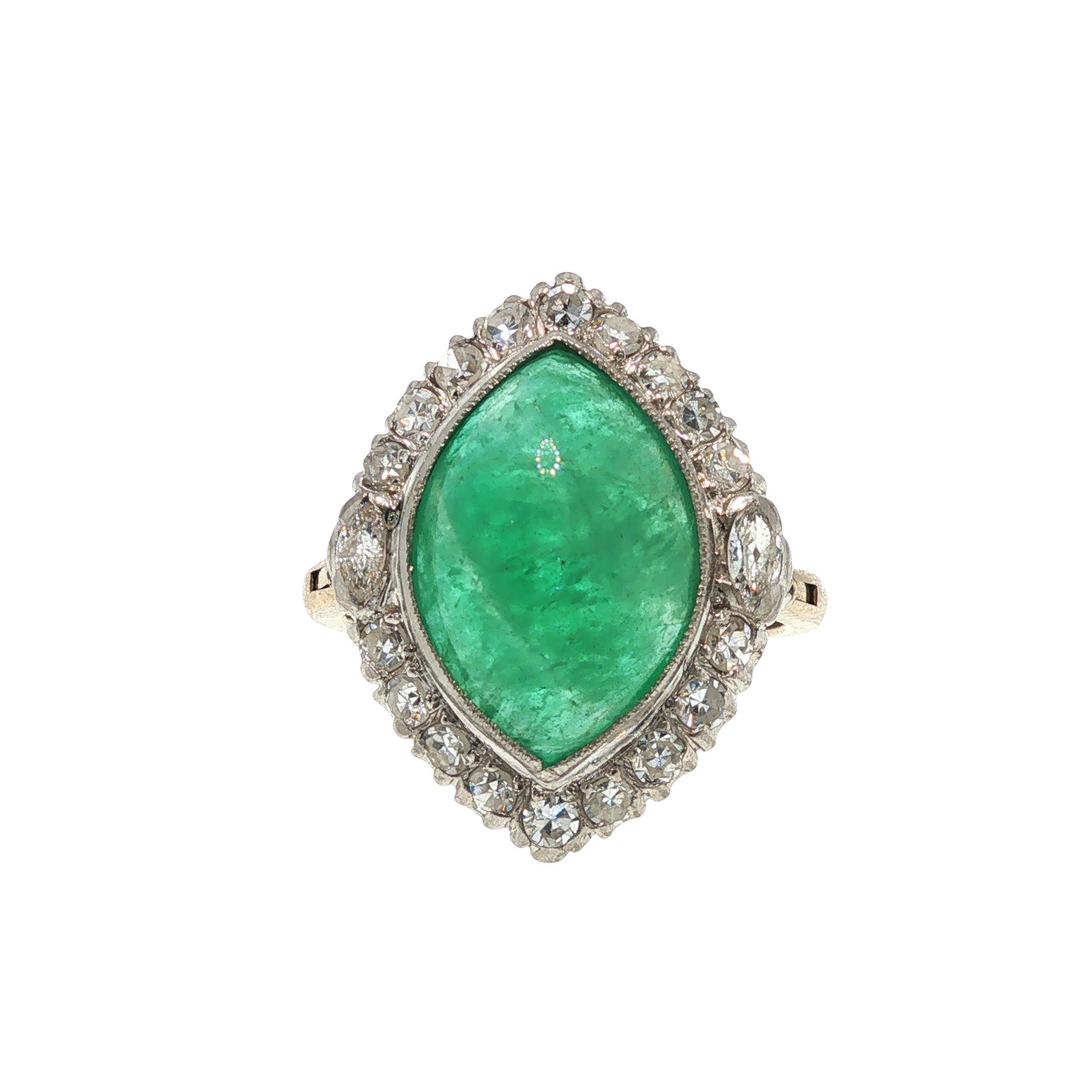 GIA Certified 14K Gold Emerald and Diamond Ring