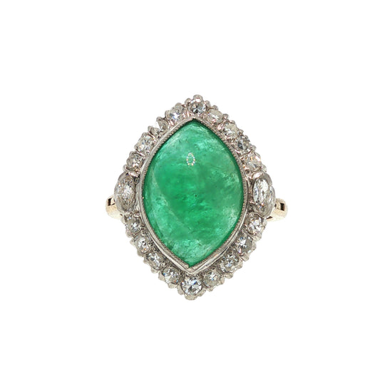 GIA Certified 14K Gold Emerald and Diamond Ring