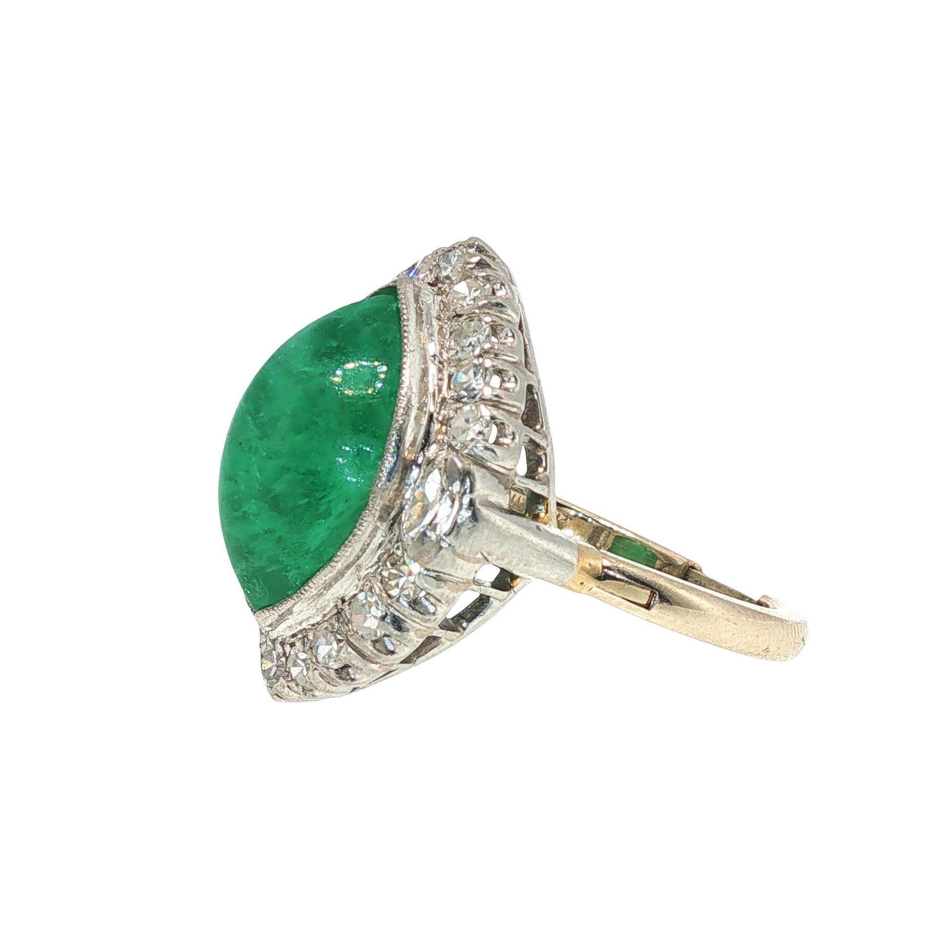 GIA Certified 14K Gold Emerald and Diamond Ring