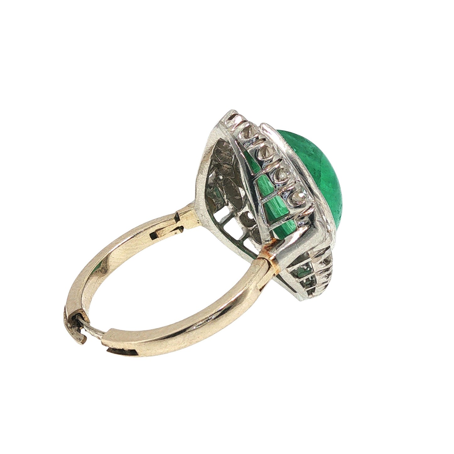 GIA Certified 14K Gold Emerald and Diamond Ring