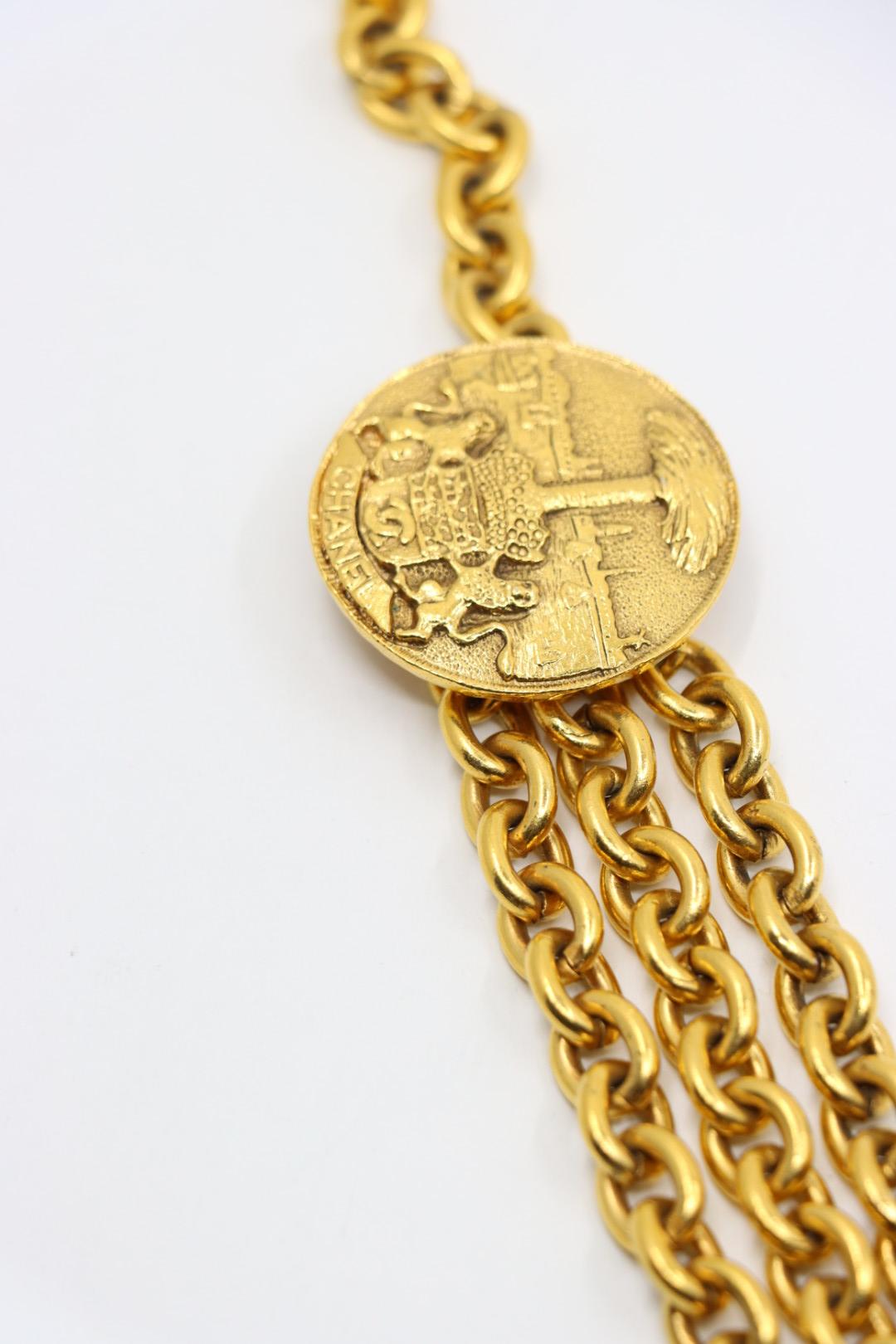 Vintage Chanel Gold Tone Medal Chain Belt