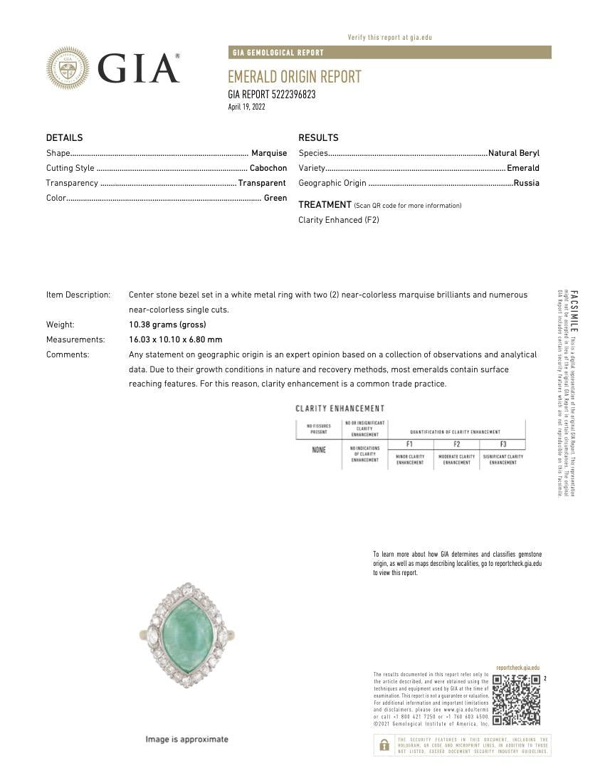 GIA Certified 14K Gold Emerald and Diamond Ring