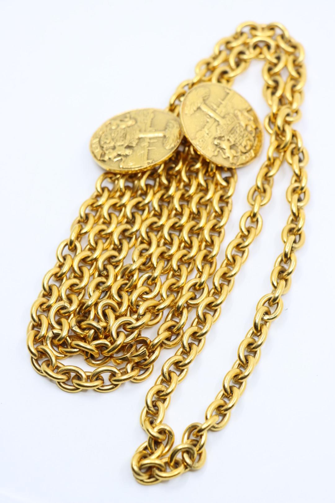 Vintage Chanel Gold Tone Medal Chain Belt