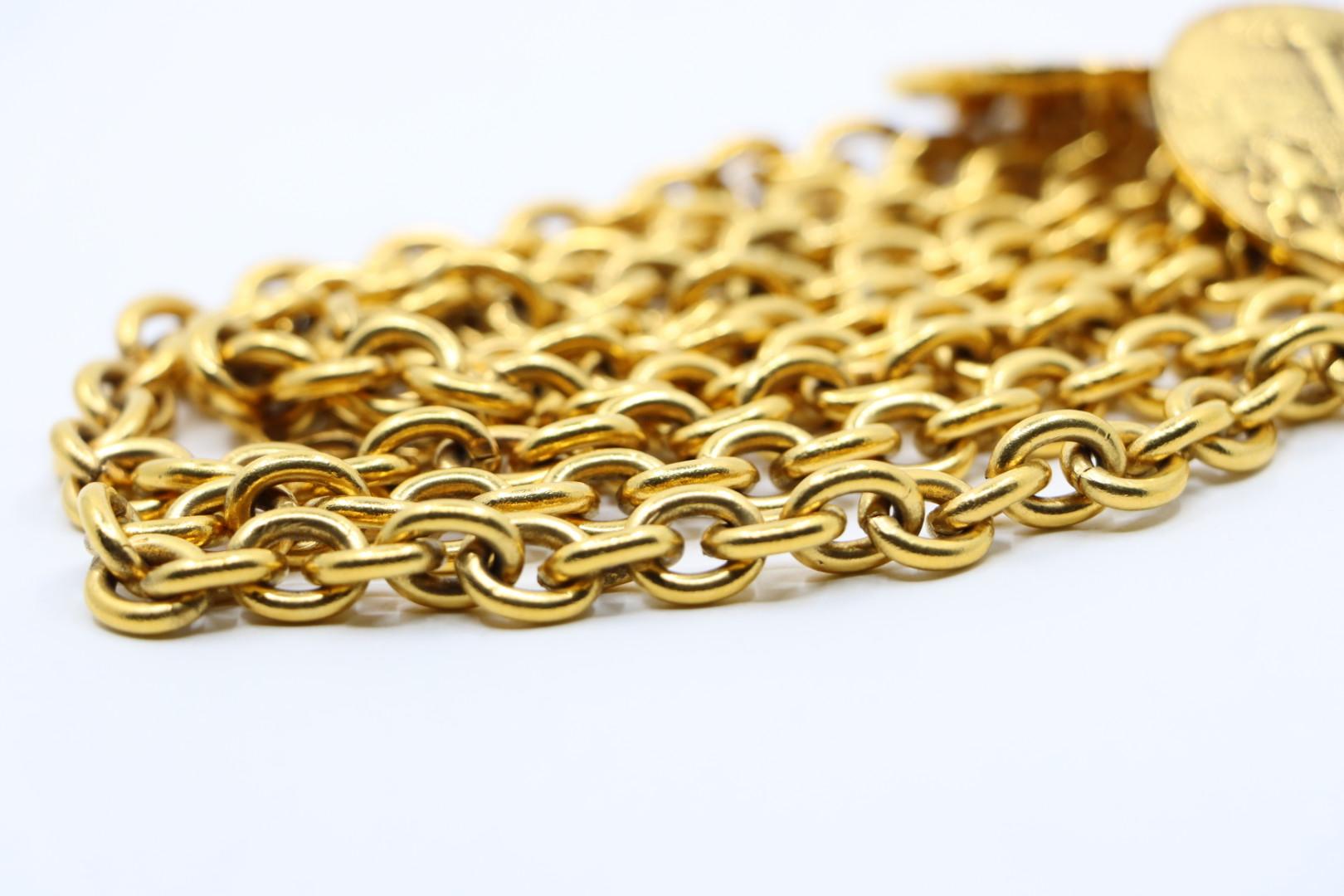 Vintage Chanel Gold Tone Medal Chain Belt