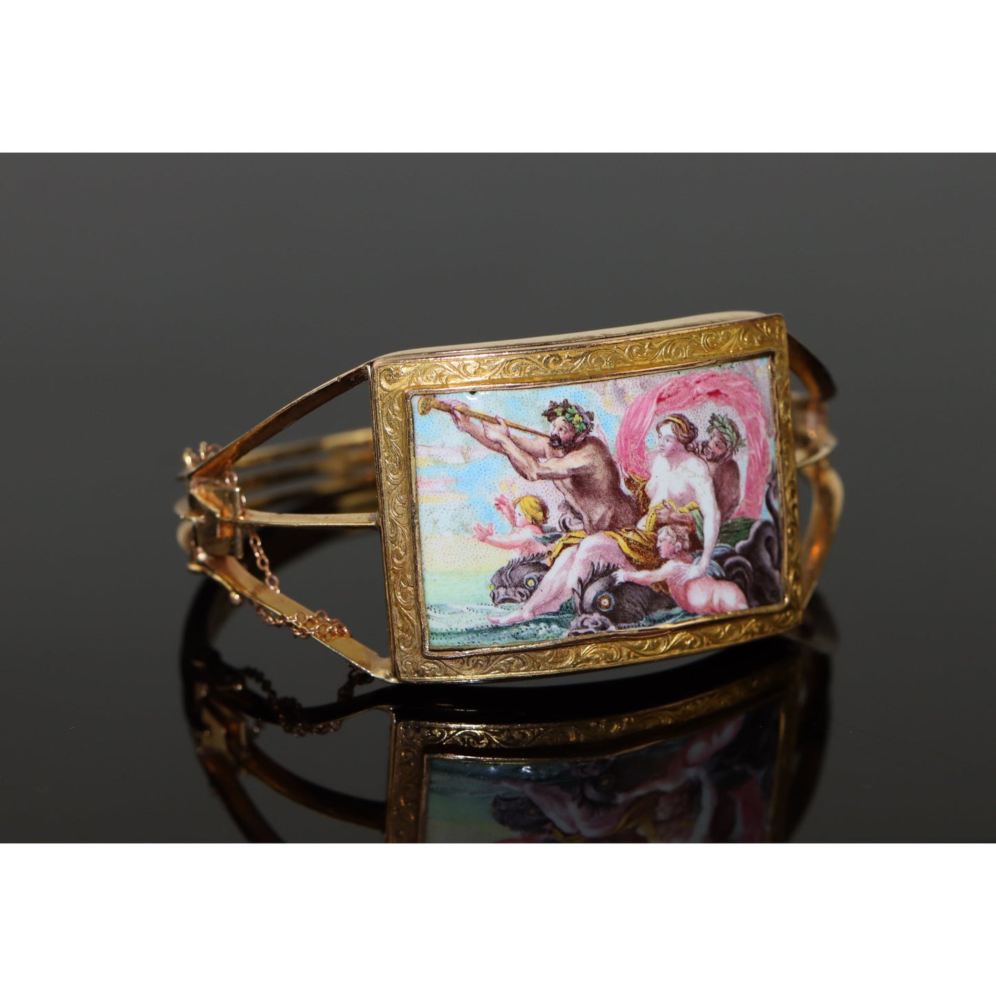 Antique Victorian Hand Painted Gold Bracelet