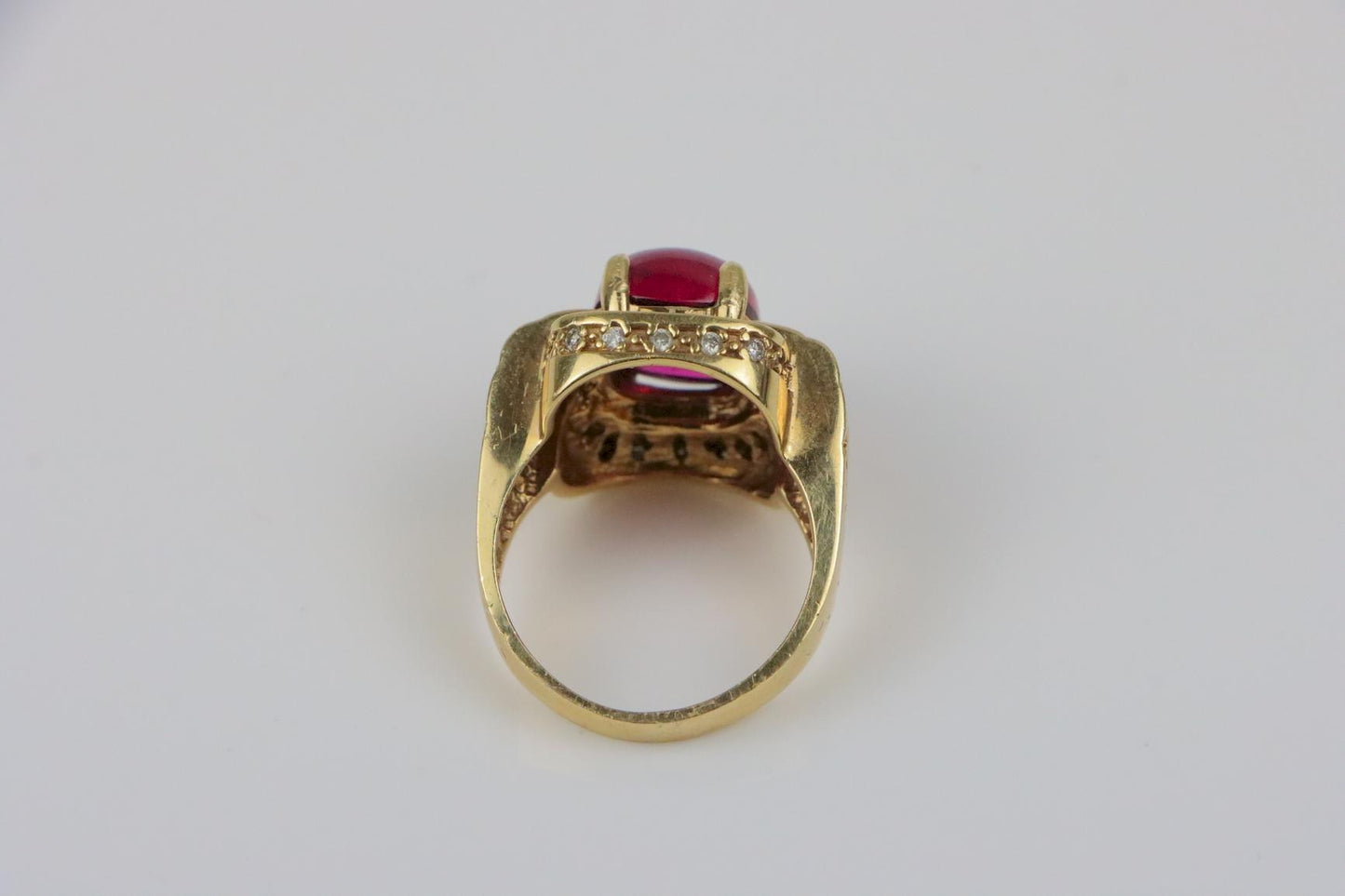 Vintage GIA Certified 14K Gold Rubellite Tourmaline & Diamond Ring