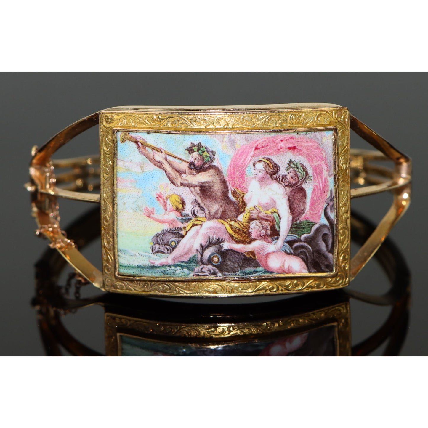 Antique Victorian Hand Painted Gold Bracelet