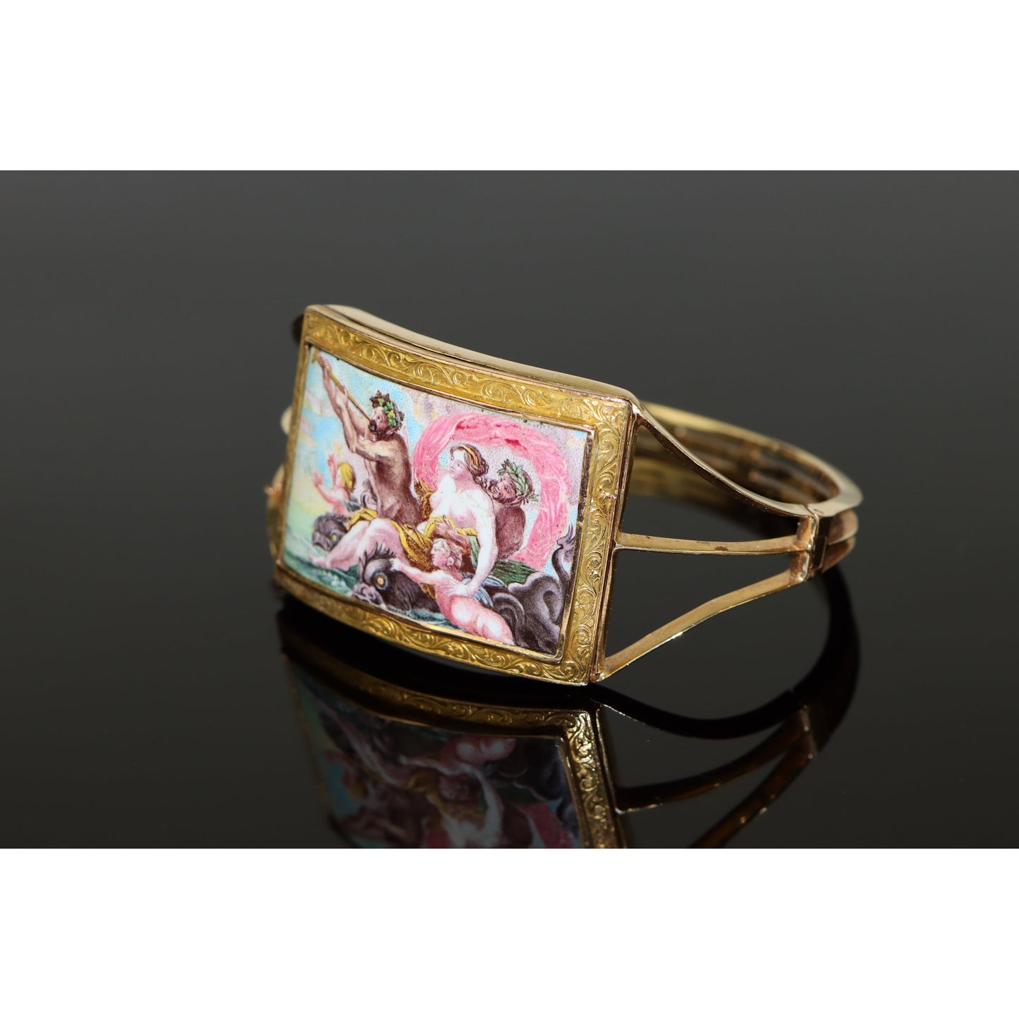 Antique Victorian Hand Painted Gold Bracelet