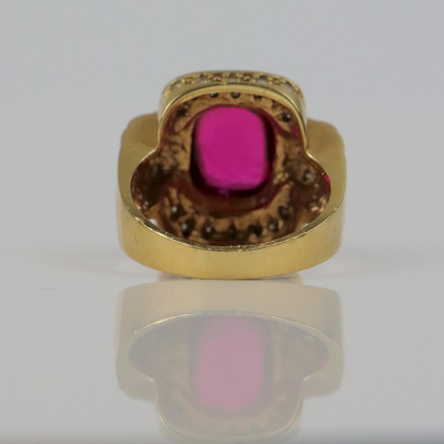 Vintage GIA Certified 14K Gold Rubellite Tourmaline & Diamond Ring