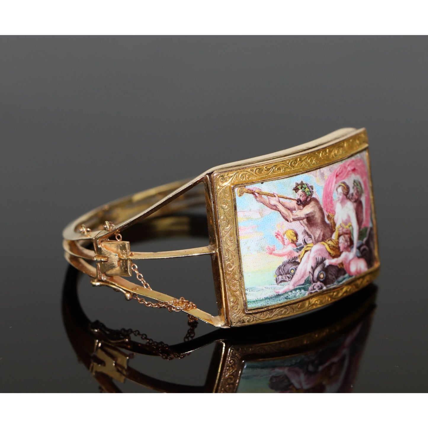 Antique Victorian Hand Painted Gold Bracelet