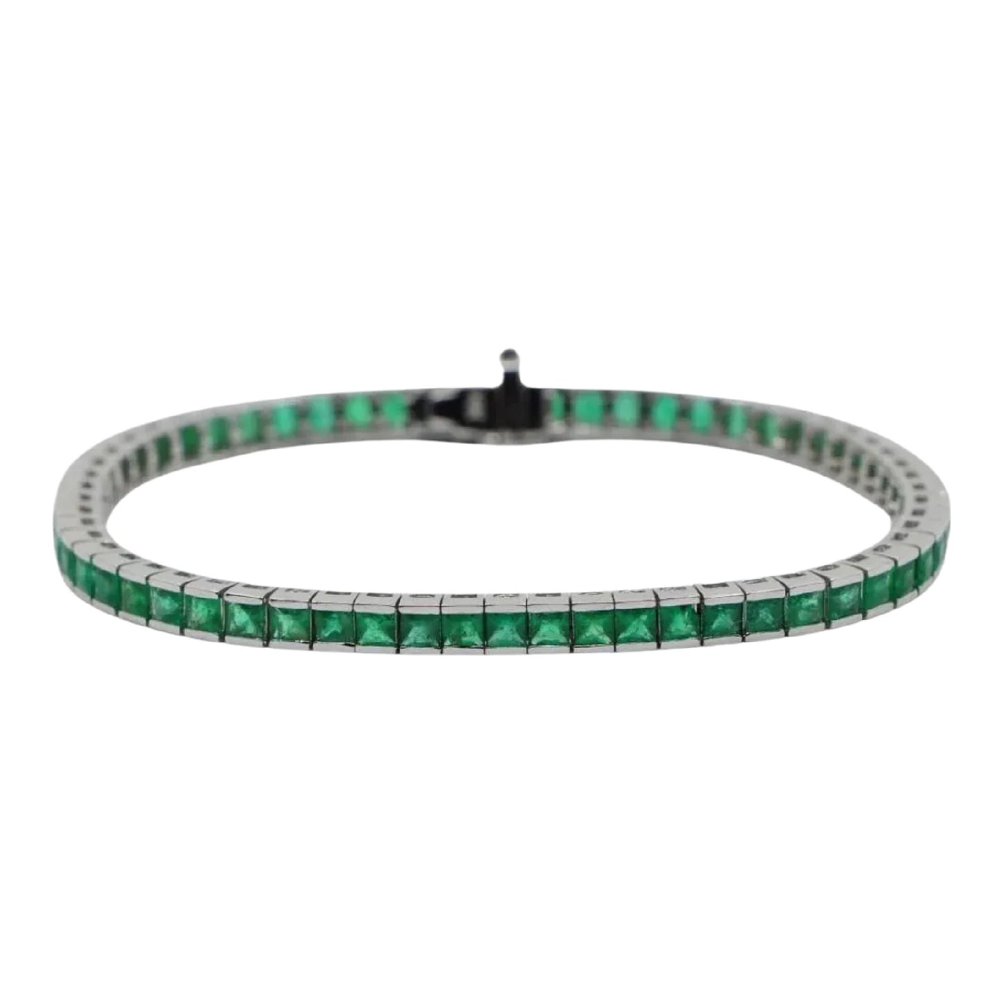 Vintage 14K White Gold Emerald Bracelet