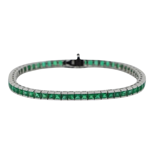 Vintage 14K White Gold Emerald Bracelet