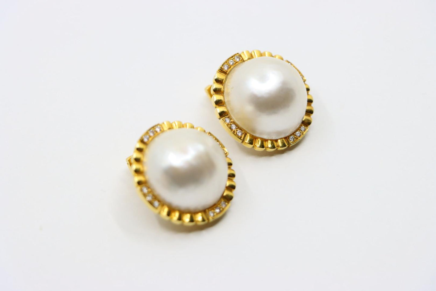 Vintage Tiffany & Co. 18K Gold Diamond Pearl Earrings