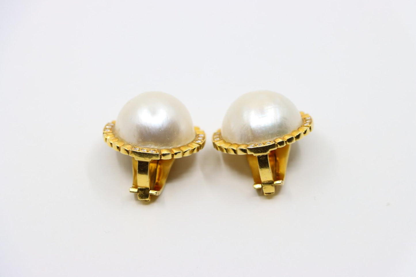 Vintage Tiffany & Co. 18K Gold Diamond Pearl Earrings