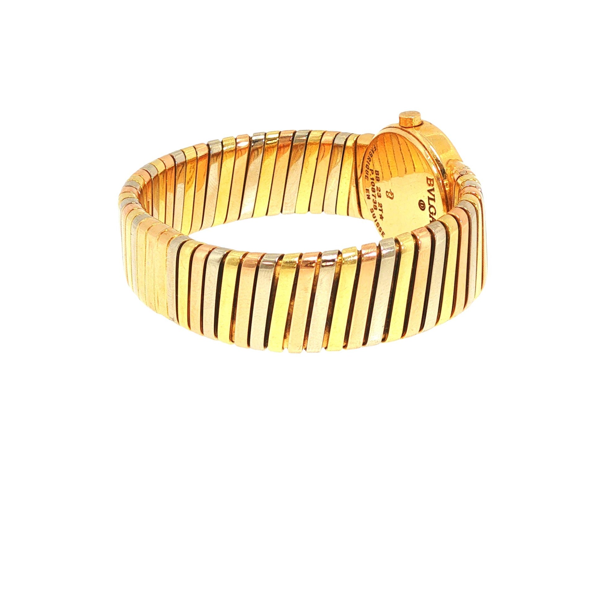 BULGARI 18K TRI-COLOR GOLD TUBOGAS WRISTWATCH
