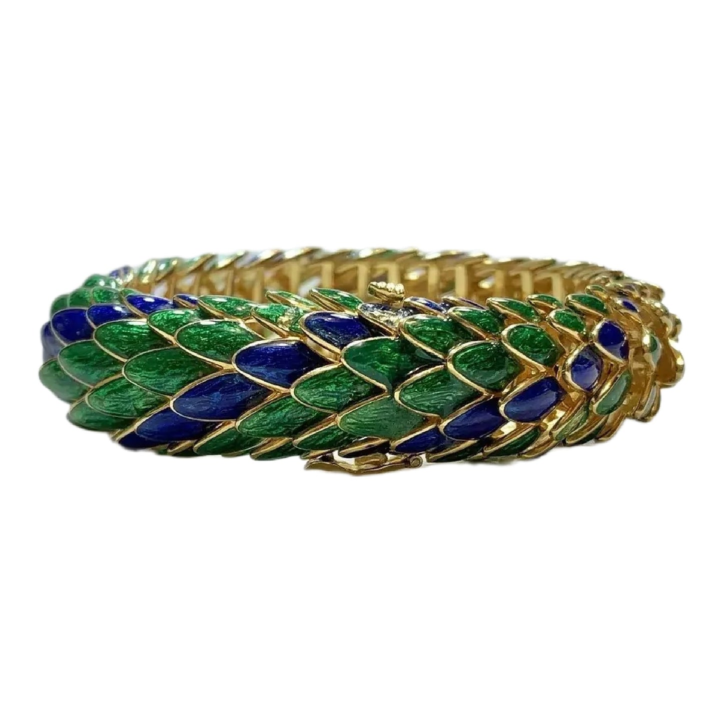 Rare & Vintage David Webb Two Tone Enamel 18 kt Gold Snake Bracelet