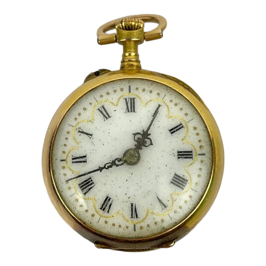 Antique 14k Gold Diamond Mounted Pocket Watch