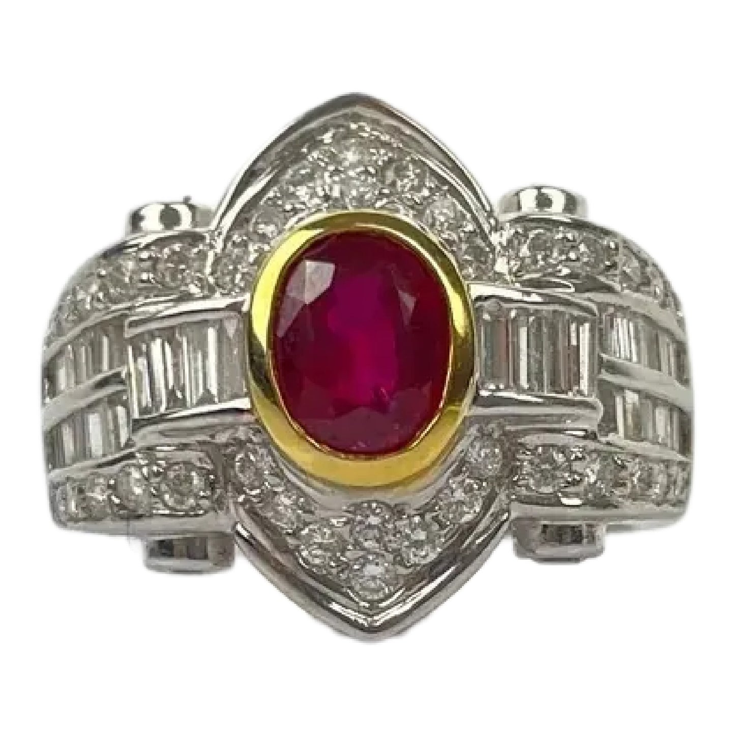 GIA Certified Unheated Red Ruby Diamond Ring