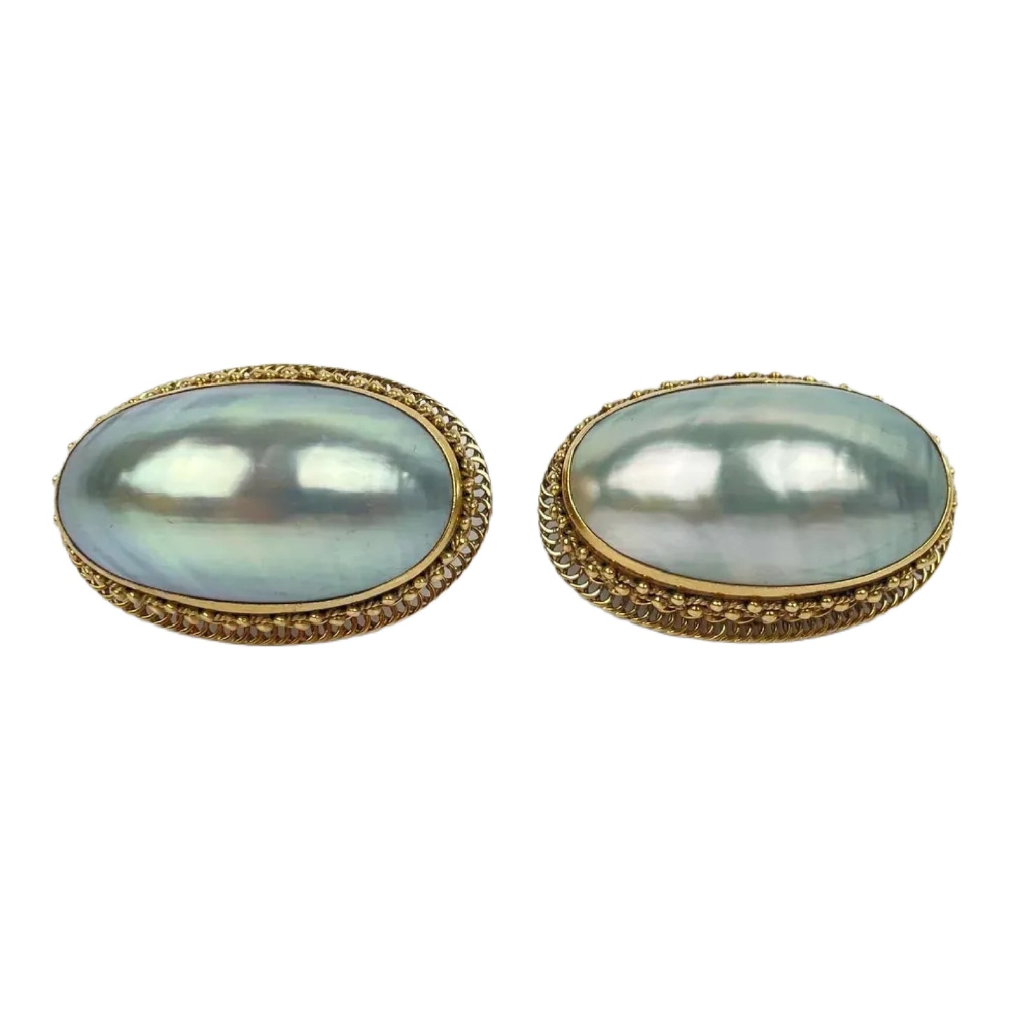 Vintage Pair of 14k Gold Pearl Cufflinks