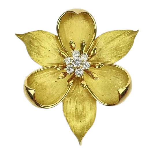 Tiffany & Co. Classic Collection 18k Gold Diamond Dogwood Flower Brooch