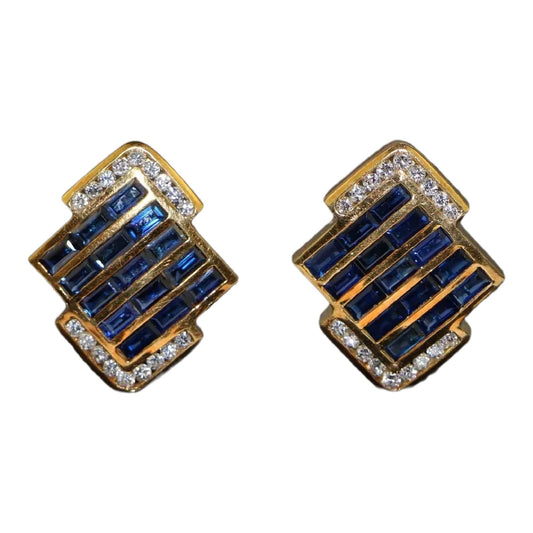 Charles Krypell Pair of Sapphire and Diamond Earrings