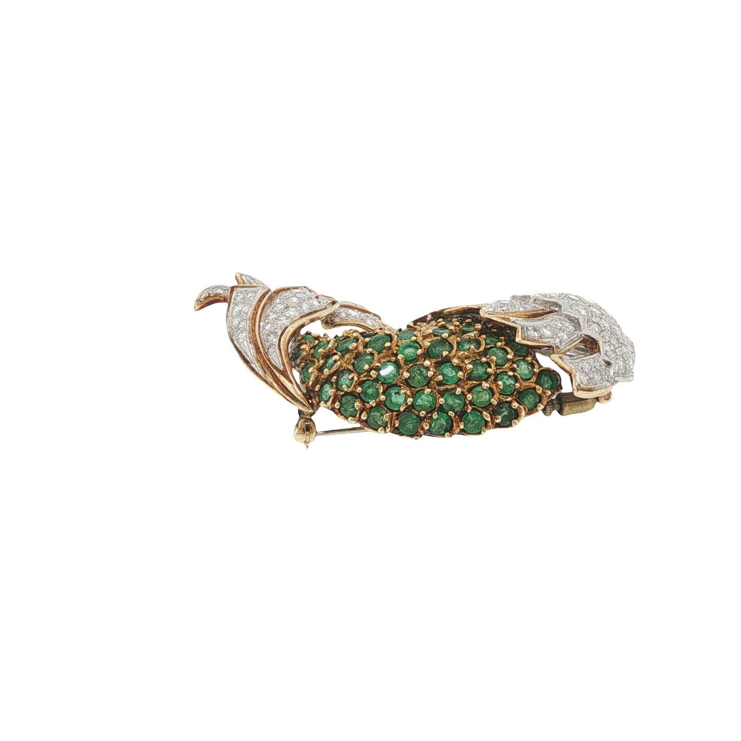 La Triomphe 18K Gold Diamond Emerald Ruby Fish Brooch Pin