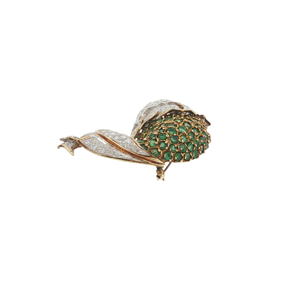 La Triomphe 18K Gold Diamond Emerald Ruby Fish Brooch Pin