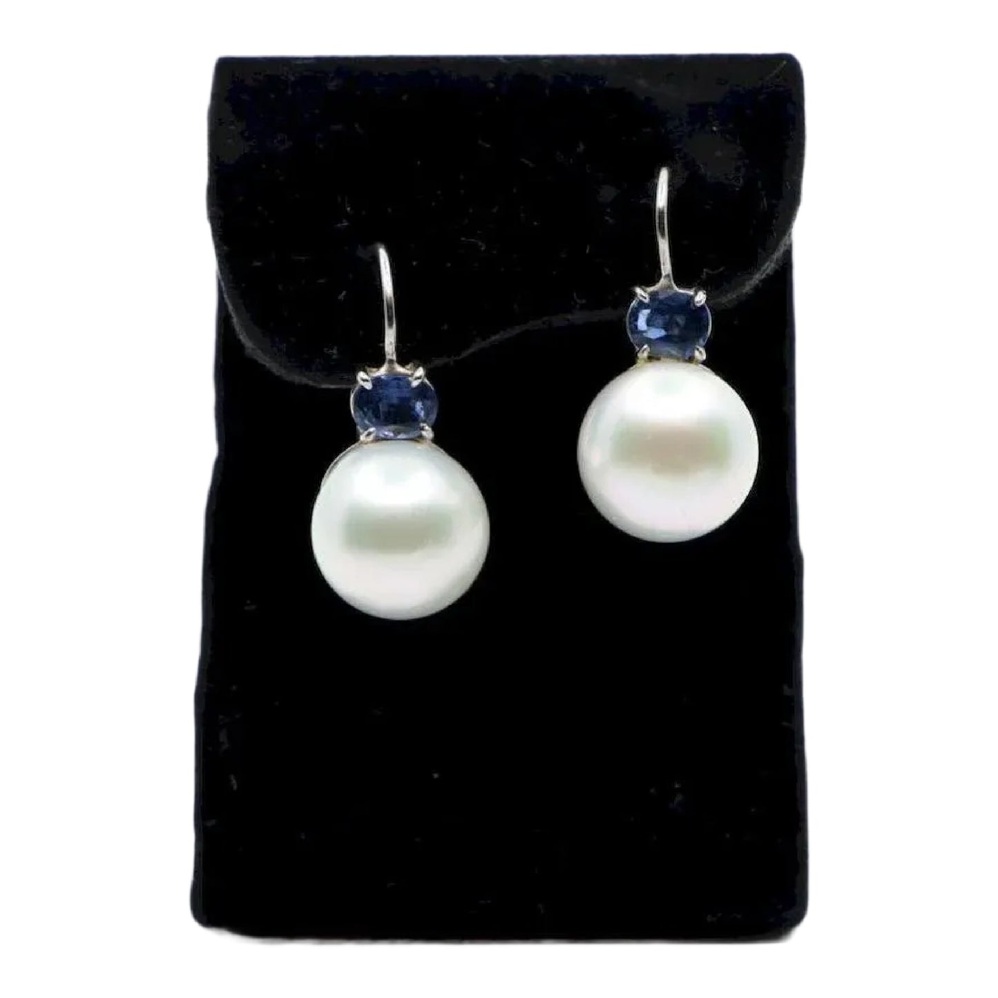 Vintage 18K White Gold Pearl Saphirre Earring