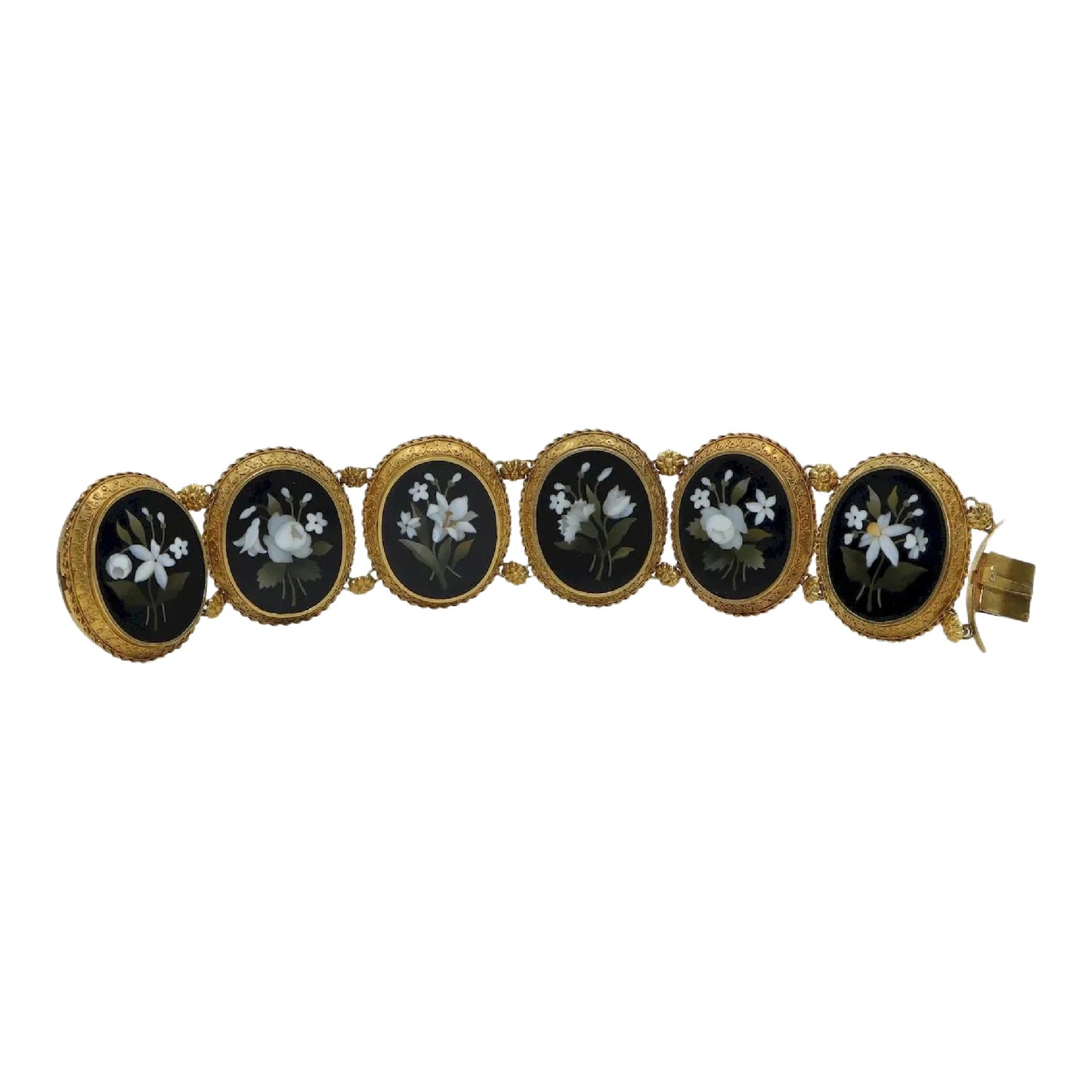 Victorian 18K Gold Pietra Dura Bracelet