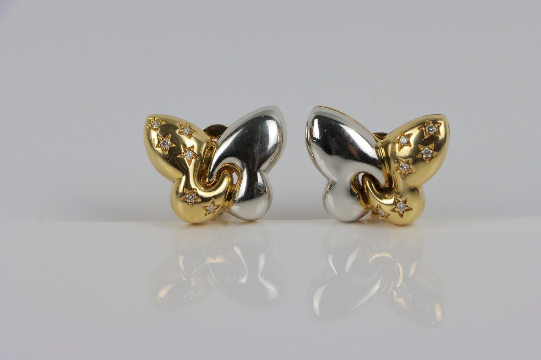 Bvlgari 18K Gold Butterfly Diamond Earring