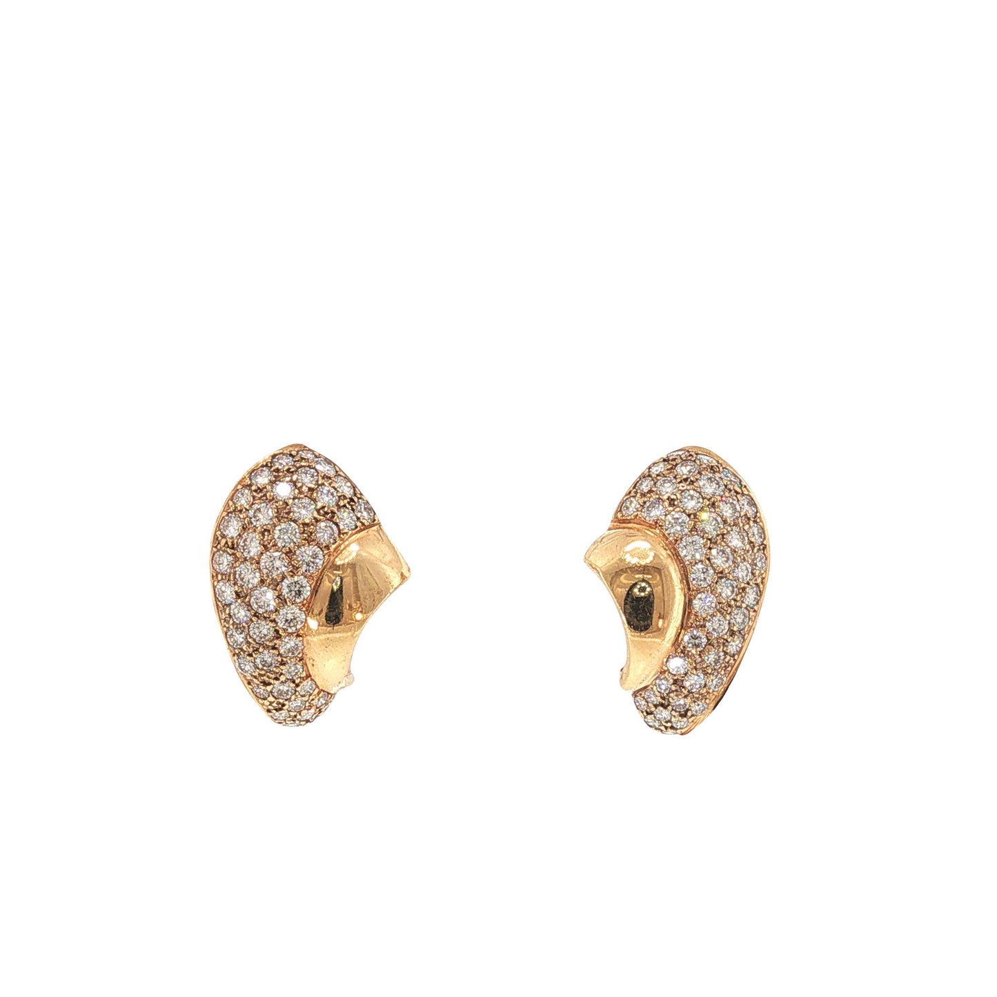 18K Gold Pave Diamond Scroll Earrings