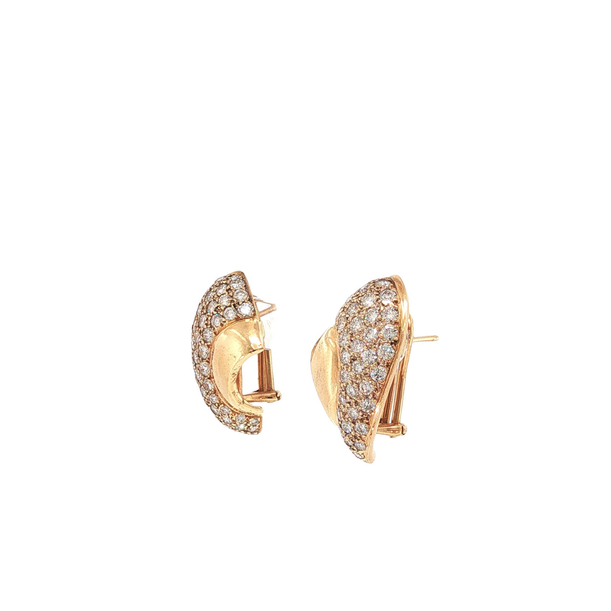 18K Gold Pave Diamond Scroll Earrings