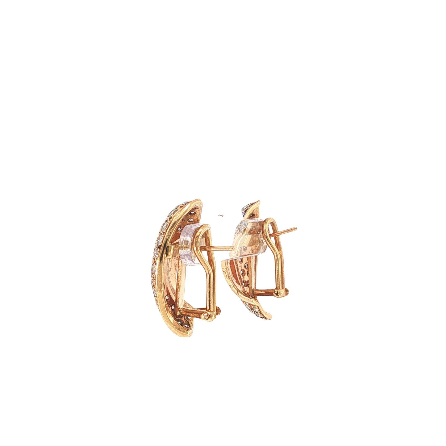 18K Gold Pave Diamond Scroll Earrings