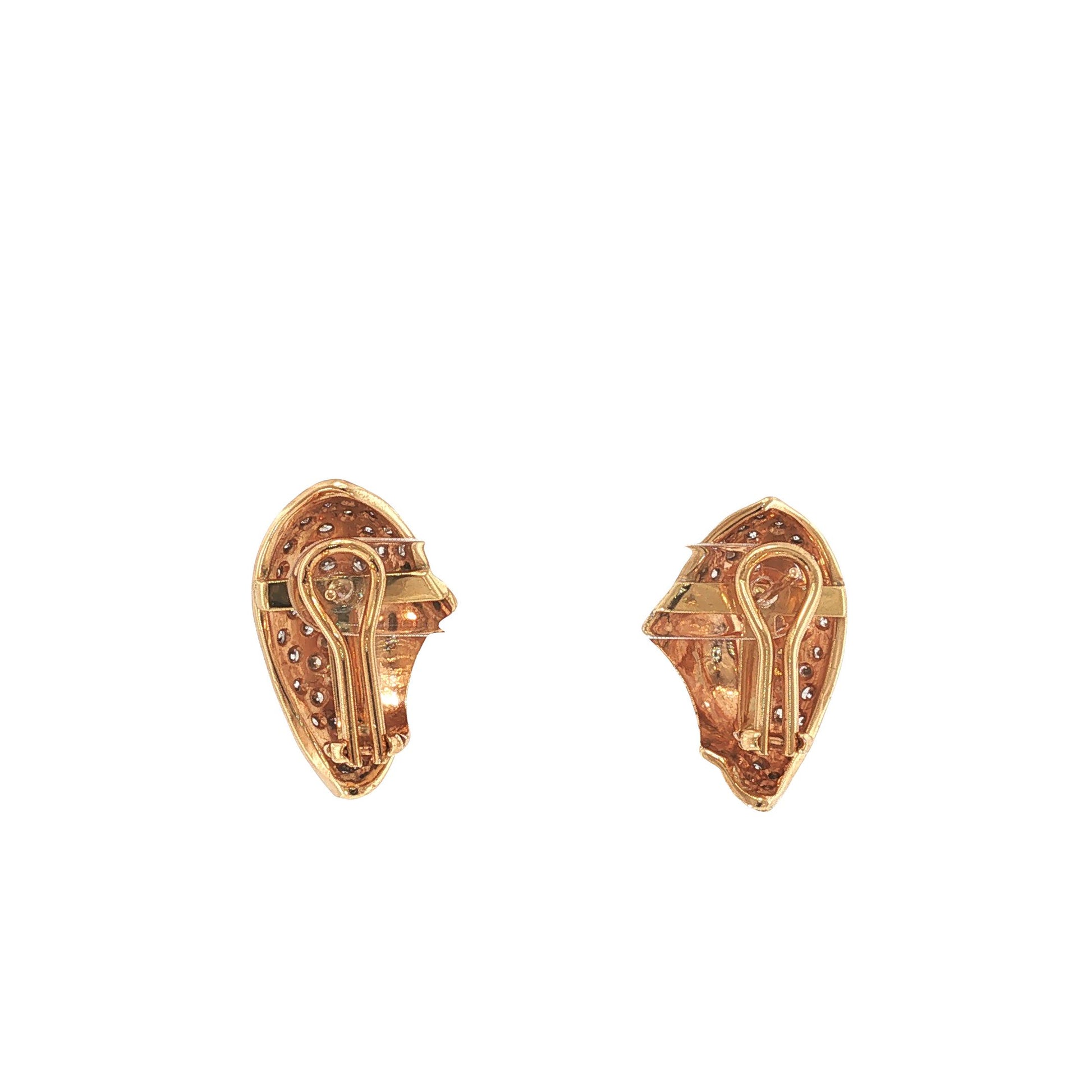 18K Gold Pave Diamond Scroll Earrings