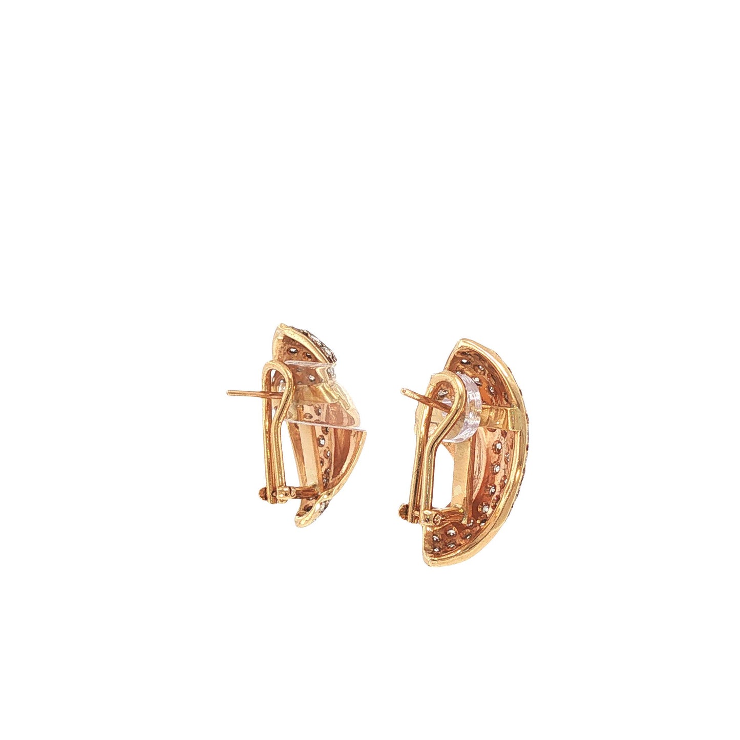 18K Gold Pave Diamond Scroll Earrings