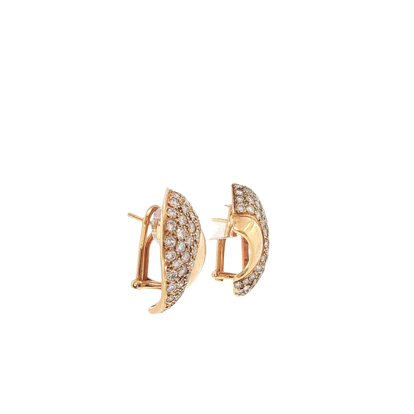 18K Gold Pave Diamond Scroll Earrings