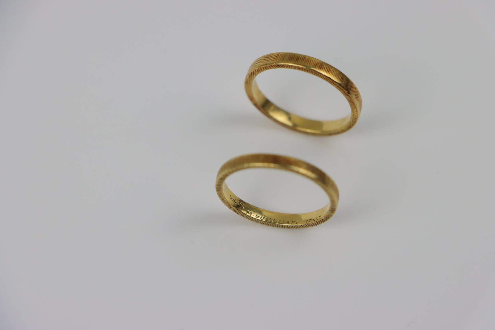 Vintage Mario Buccellati 18K Gold Band  Ring Pair