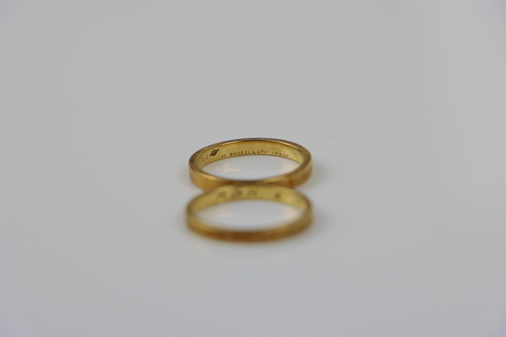 Vintage Mario Buccellati 18K Gold Band  Ring Pair