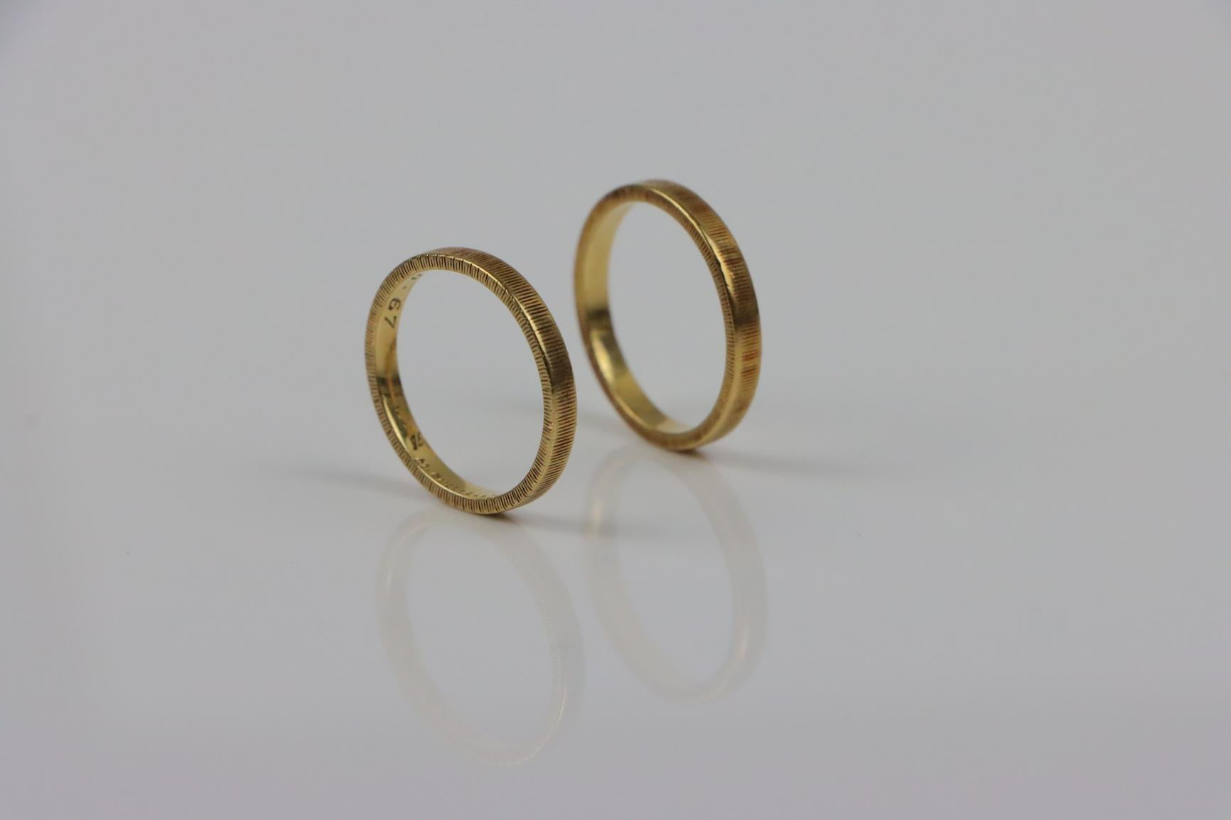 Vintage Mario Buccellati 18K Gold Band  Ring Pair