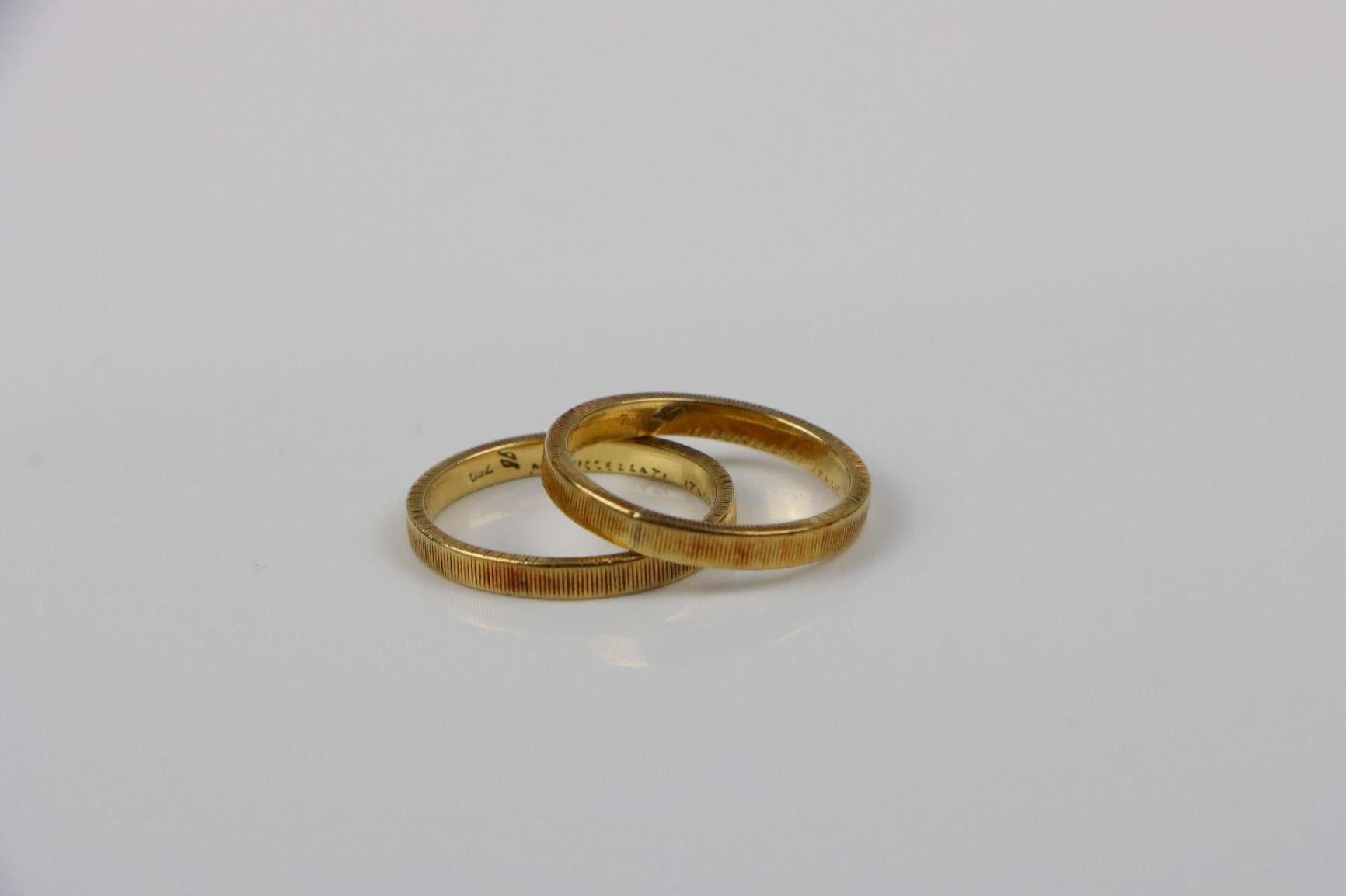 Vintage Mario Buccellati 18K Gold Band  Ring Pair