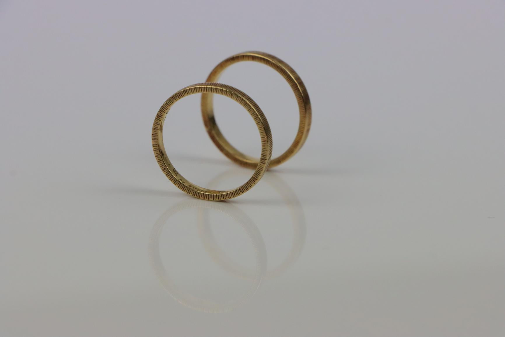 Vintage Mario Buccellati 18K Gold Band  Ring Pair