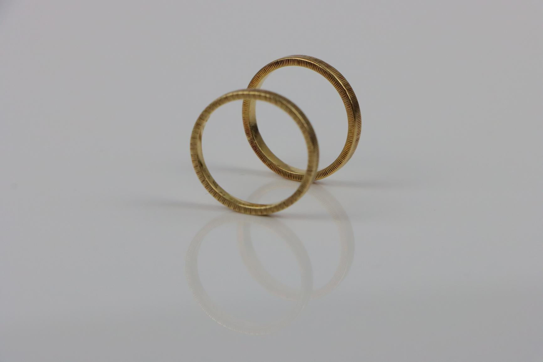 Vintage Mario Buccellati 18K Gold Band  Ring Pair