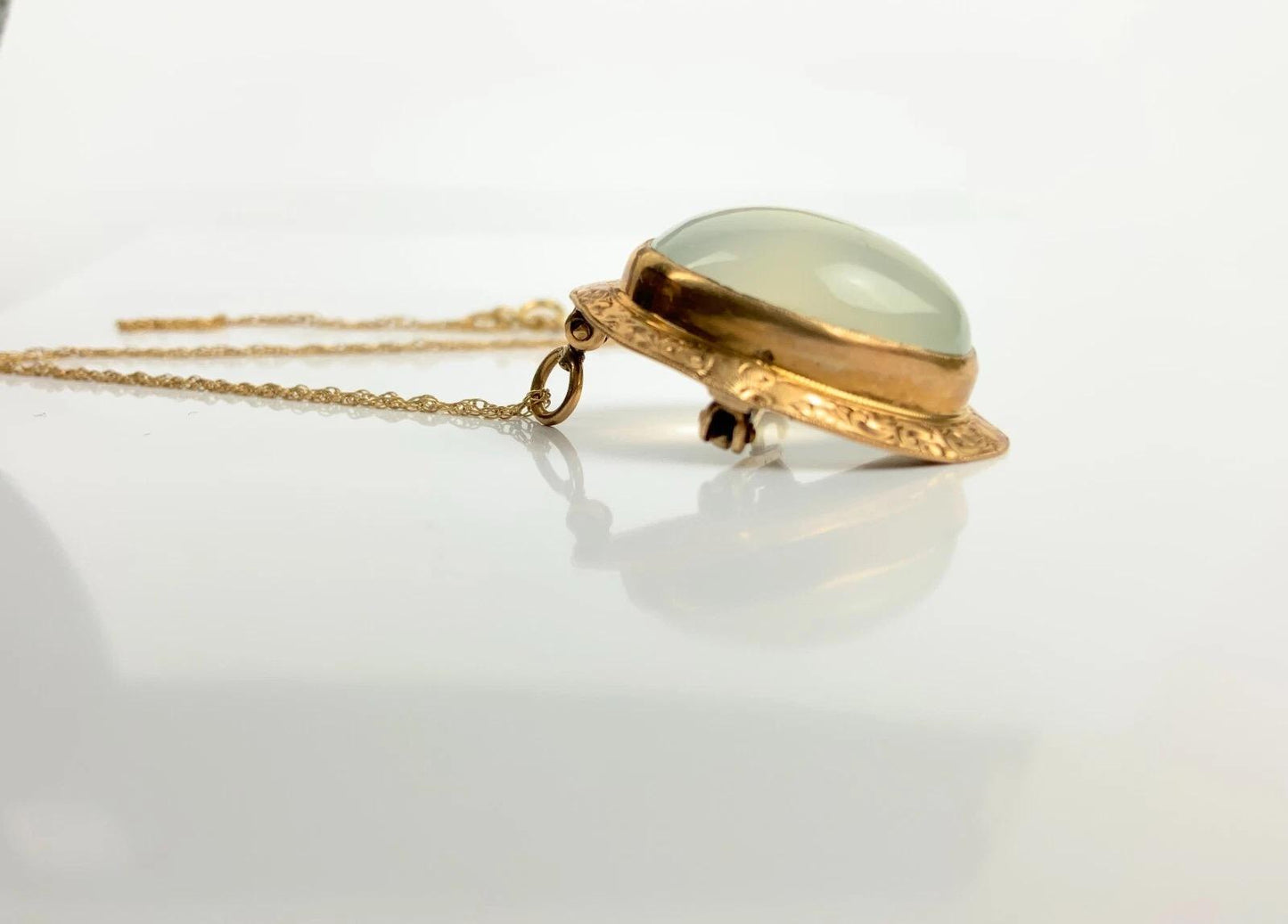 A Vintage Changeable 14K Gold Moon Stone Pendant Brooch Pin Necklace