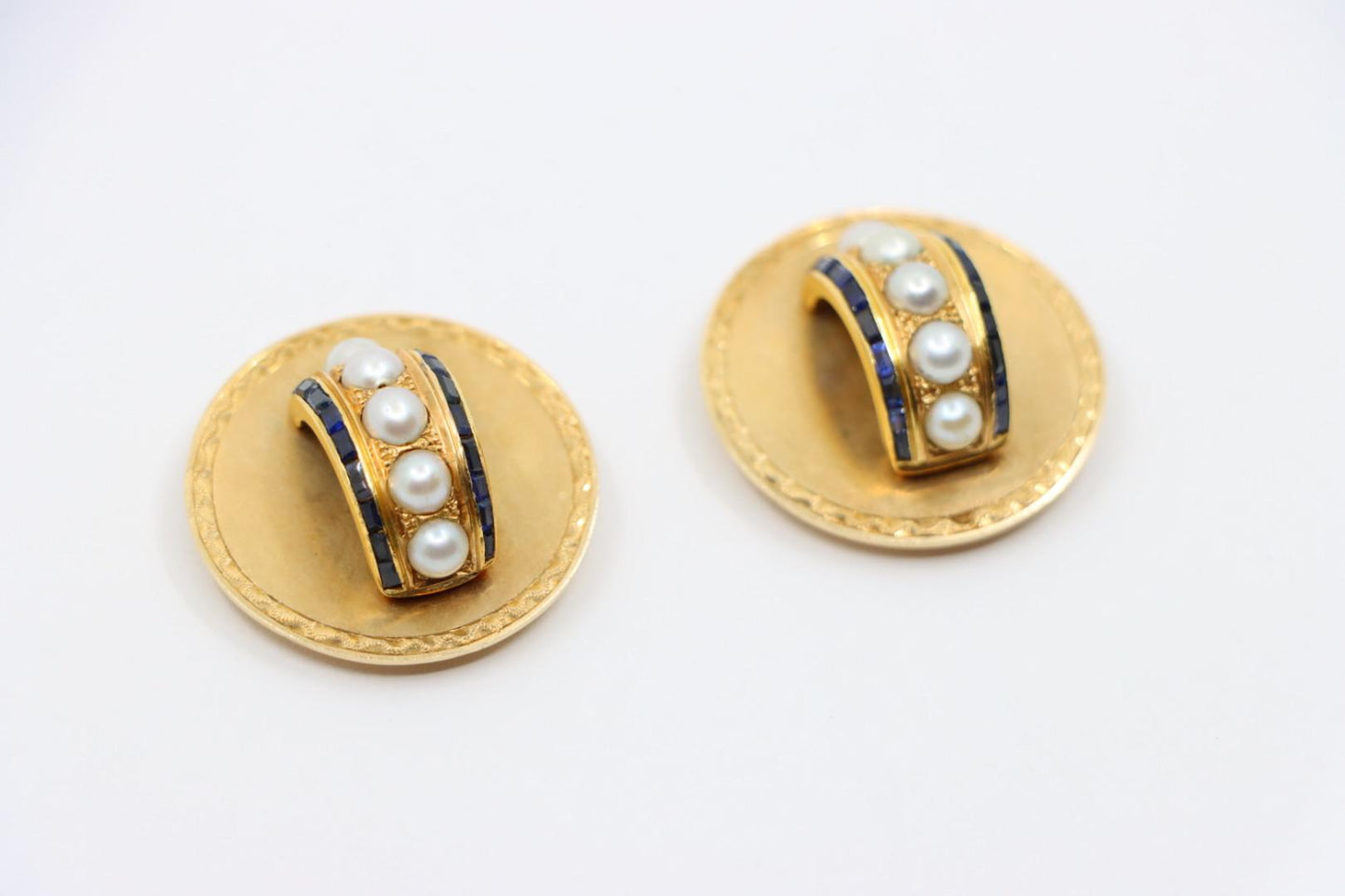 Vintage Tiffany & Co. 18K Gold Sapphire Pearl Earrings