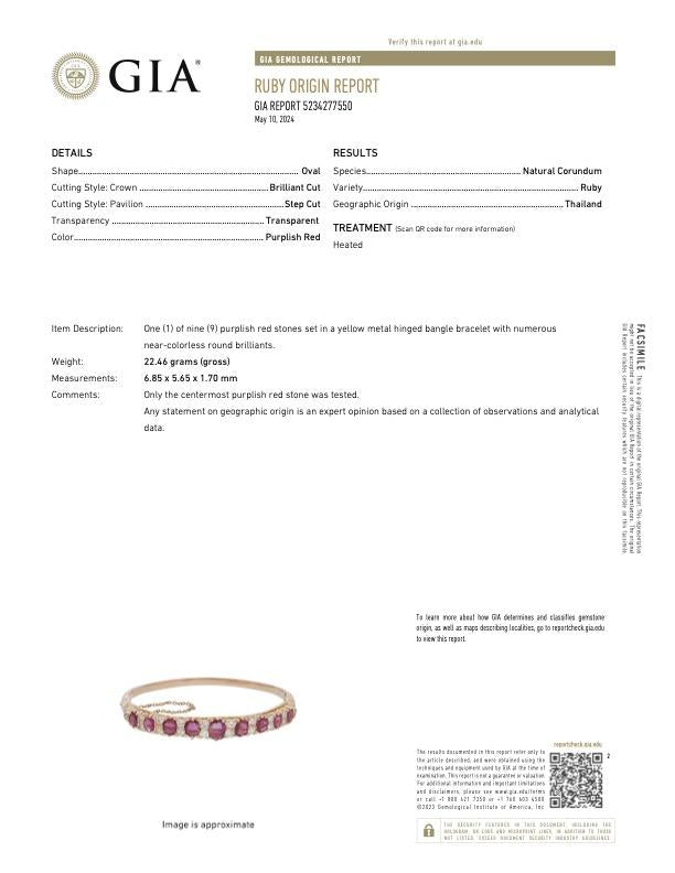 18K Gold Ruby Diamond Bangle Bracelet